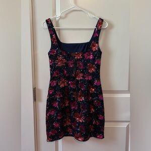 Aqua Sparkling Sequin Mini Dress